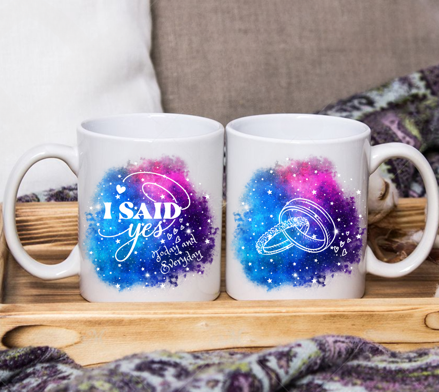 I Said Yes Galaxy Mug, Coffee, 11 oz, 15 oz, Mug, Galaxy, Fun, Wedding