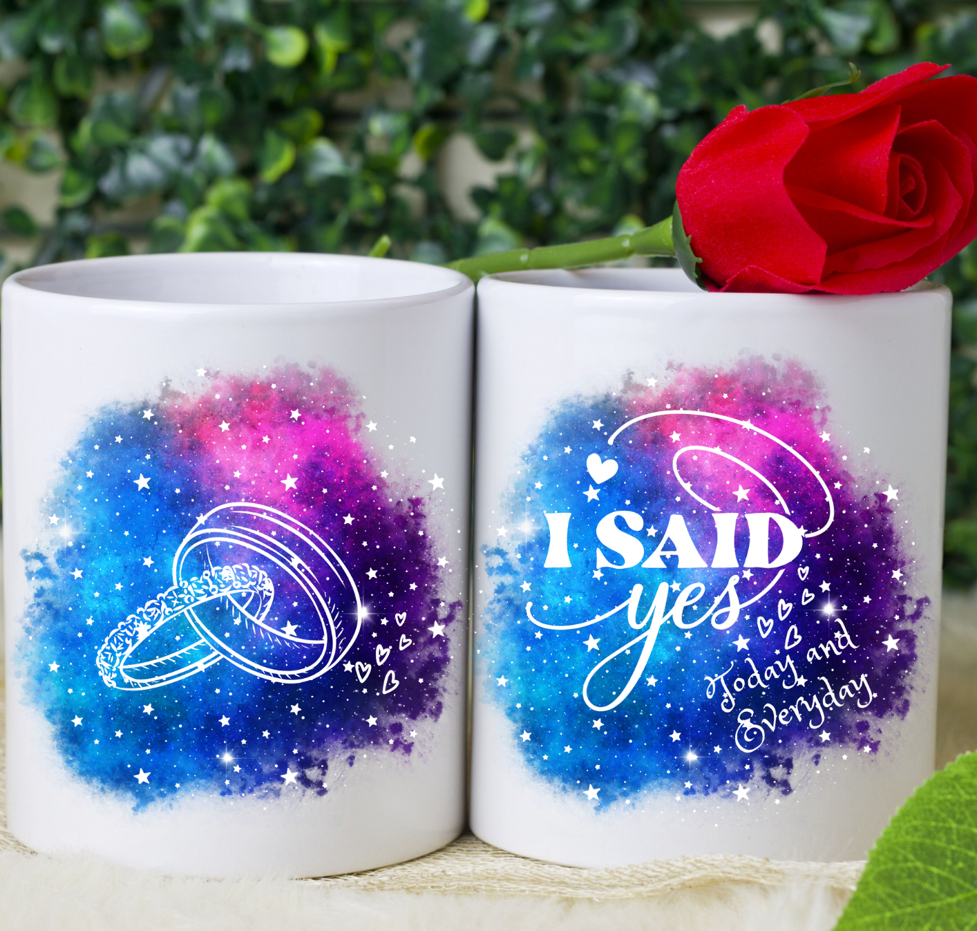 I Said Yes Galaxy Mug, Coffee, 11 oz, 15 oz, Mug, Galaxy, Fun, Wedding
