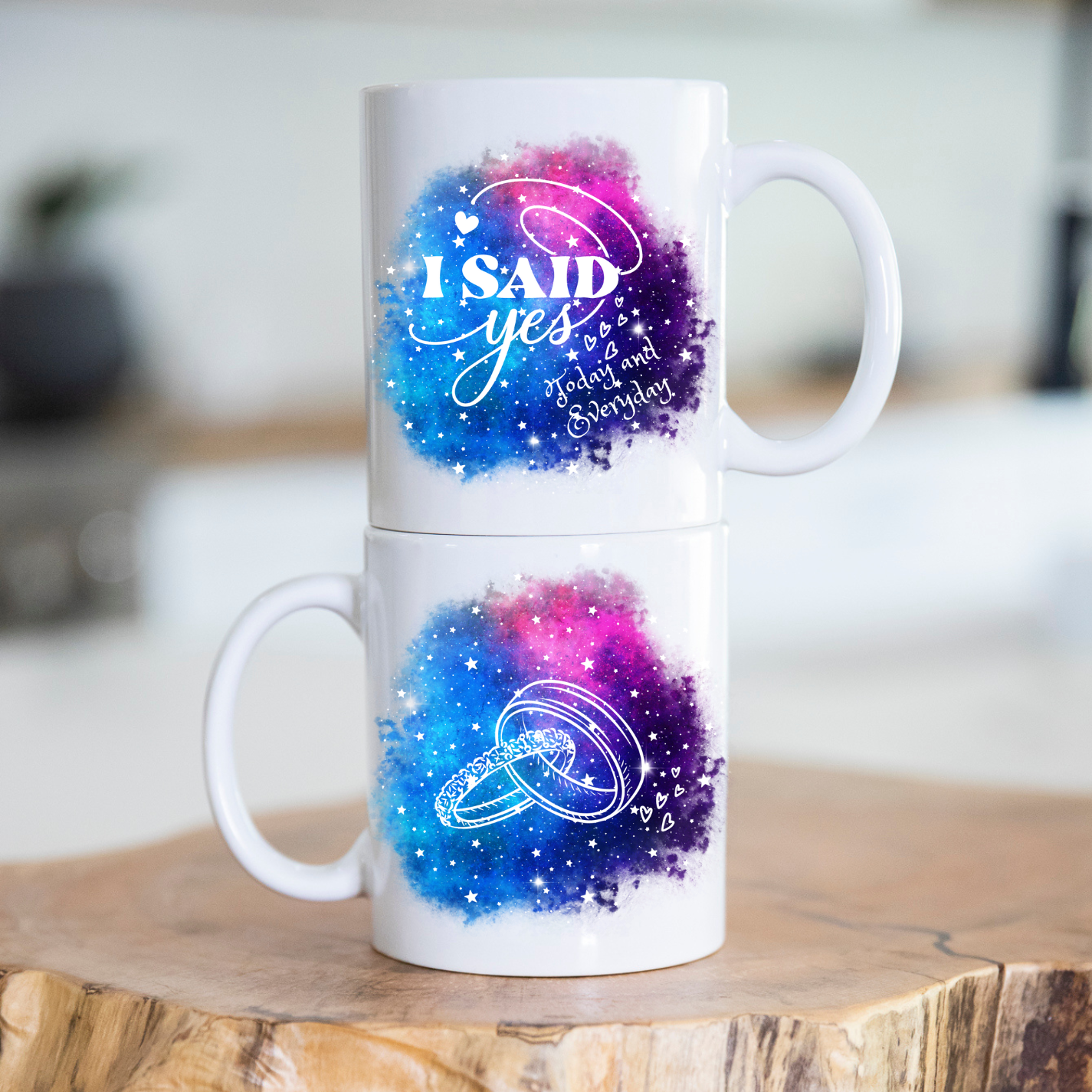 I Said Yes Galaxy Mug, Coffee, 11 oz, 15 oz, Mug, Galaxy, Fun, Wedding