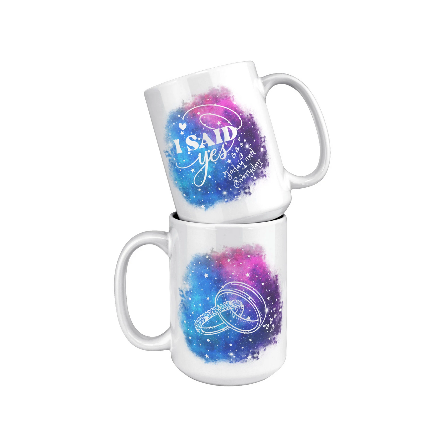 I Said Yes Galaxy Mug, Coffee, 11 oz, 15 oz, Mug, Galaxy, Fun, Wedding