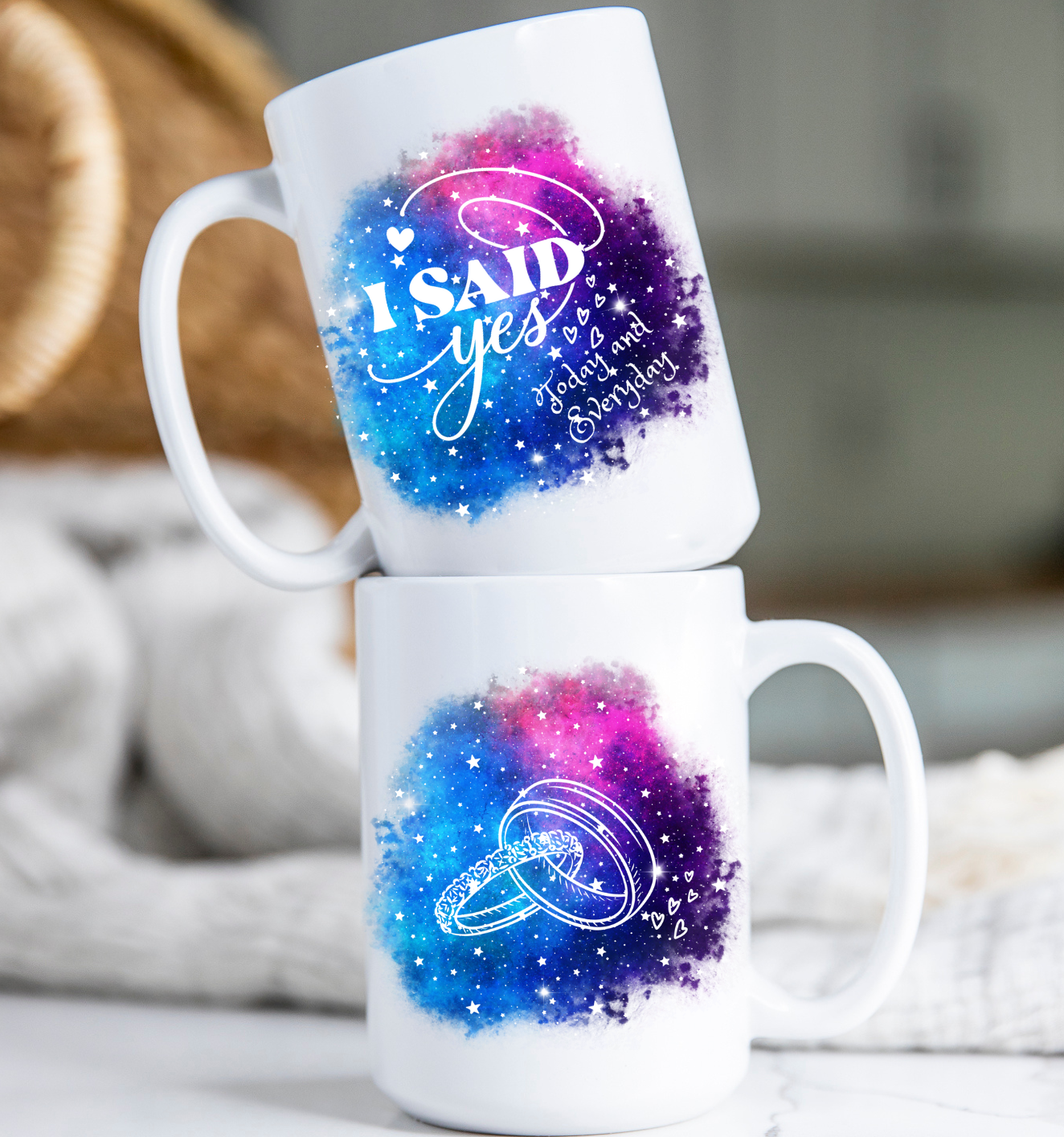 I Said Yes Galaxy Mug, Coffee, 11 oz, 15 oz, Mug, Galaxy, Fun, Wedding
