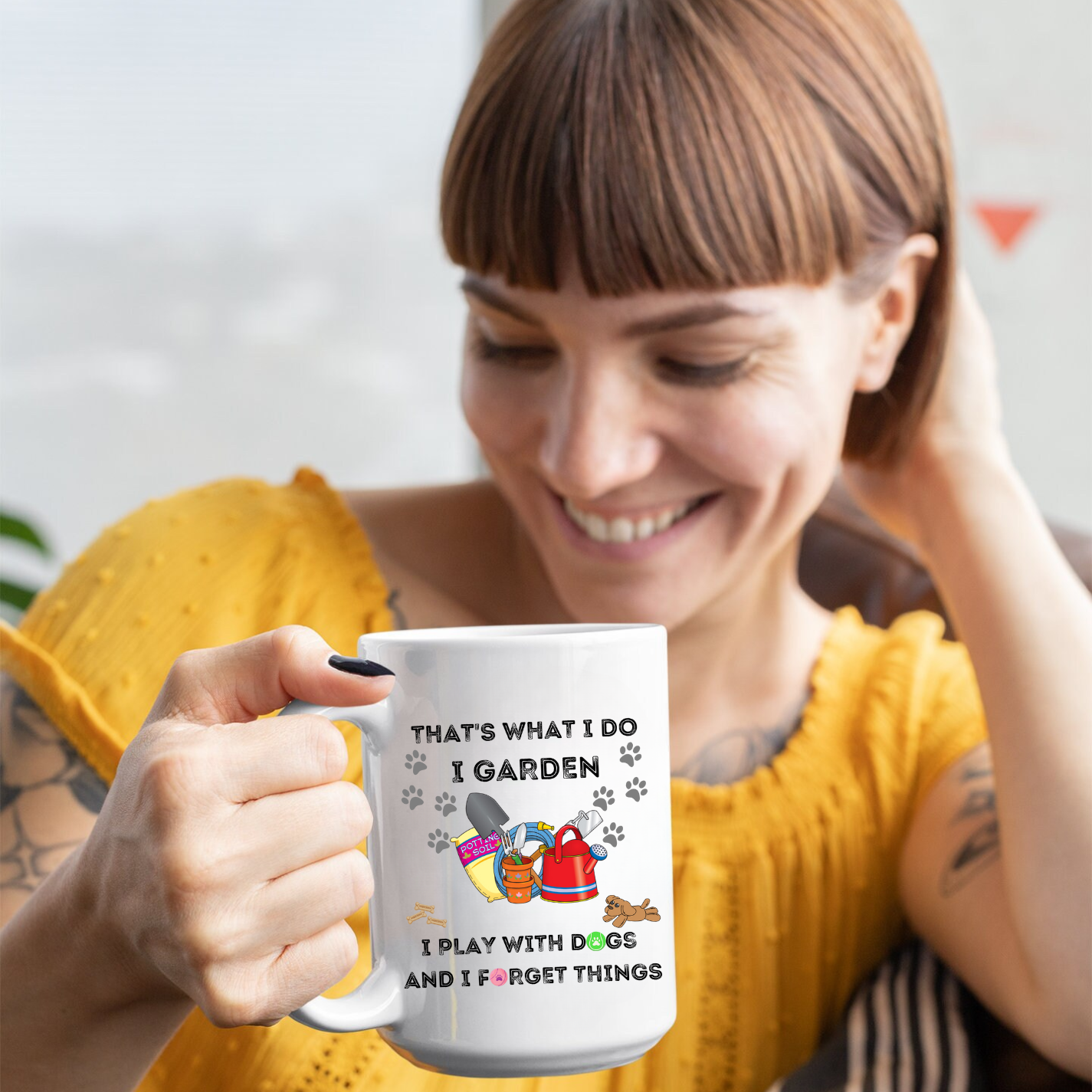 I Garden, Play with Dogs and Forget Things Mug, Mothers Day Mug, Fun Hobbies Mug