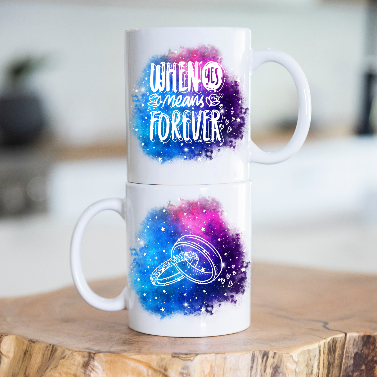 When Yes Means Forever Galaxy Mug, Wedding, Mug, Coffee, 11 oz, 15 oz, Galaxy