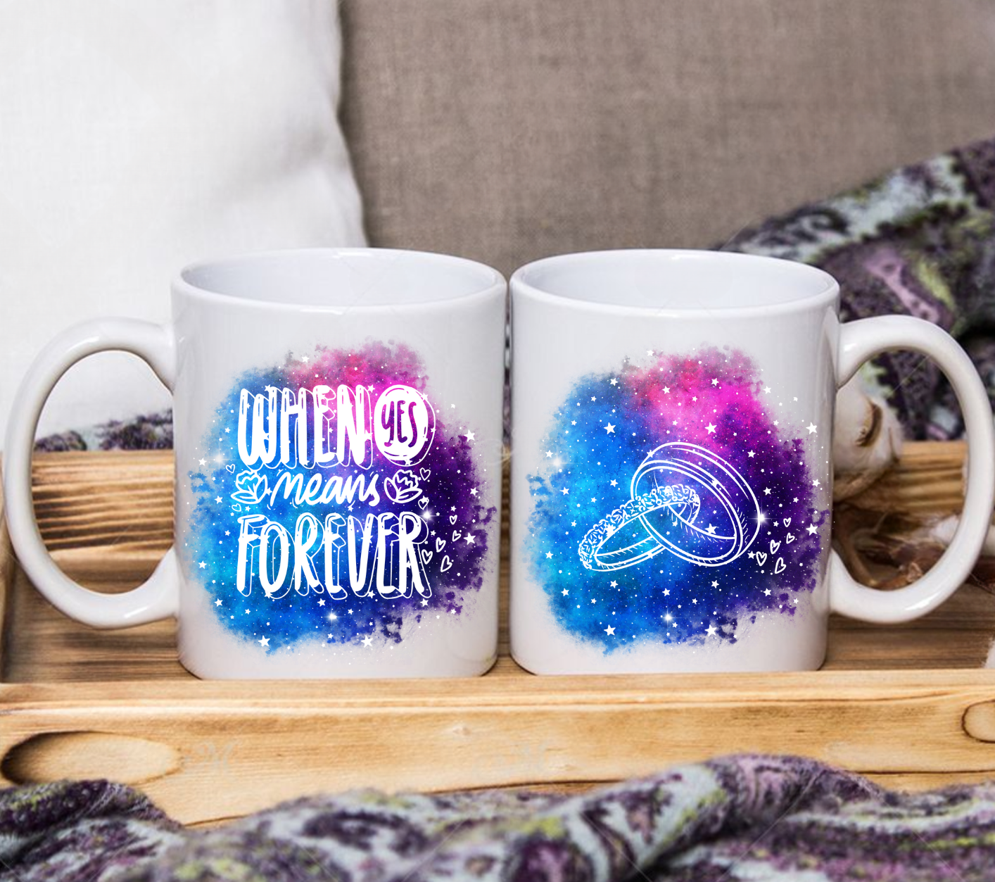 When Yes Means Forever Galaxy Mug, Wedding, Mug, Coffee, 11 oz, 15 oz, Galaxy