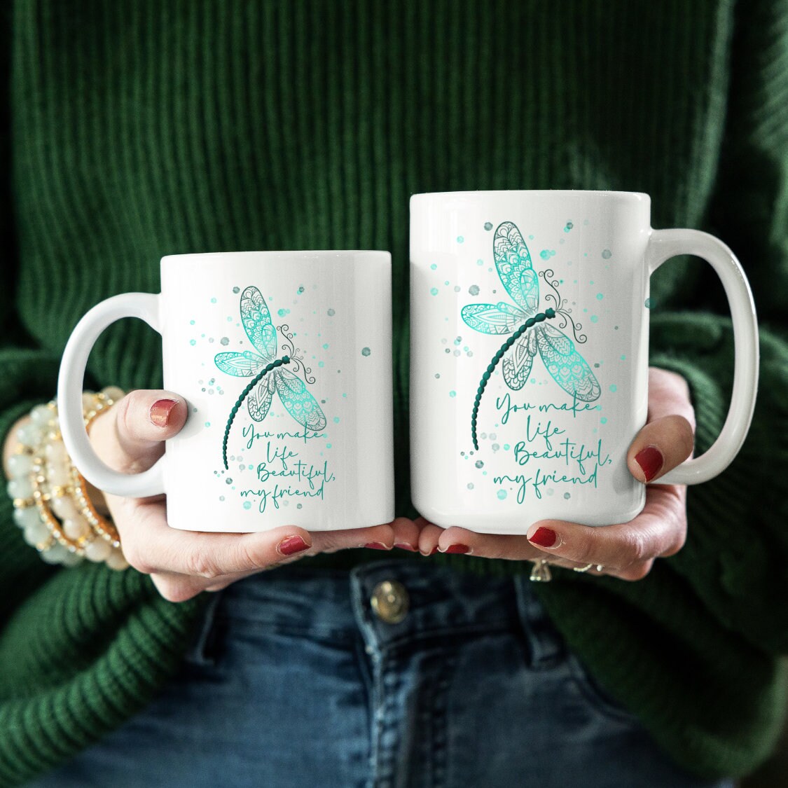11 and 15 oz Dragonfly Mug, Beautiful Friend Mug, Fun Mug