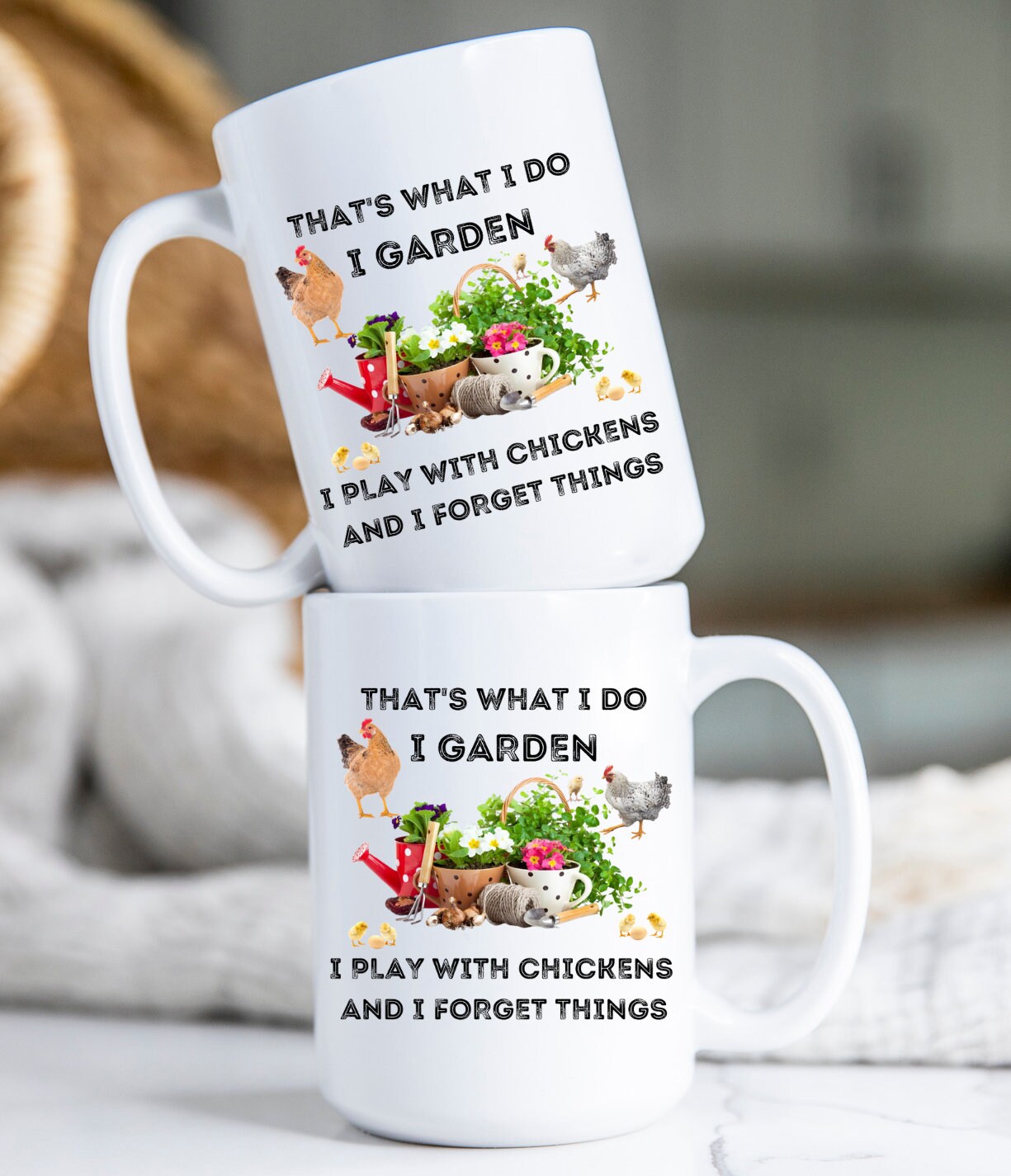 I Garden and Play with Chickens Mug, Mothers Day Mug, Fun Hobbies Mug, Chickens, Gardening
