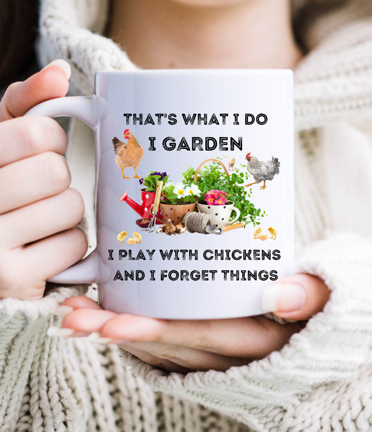 I Garden and Play with Chickens Mug, Mothers Day Mug, Fun Hobbies Mug, Chickens, Gardening