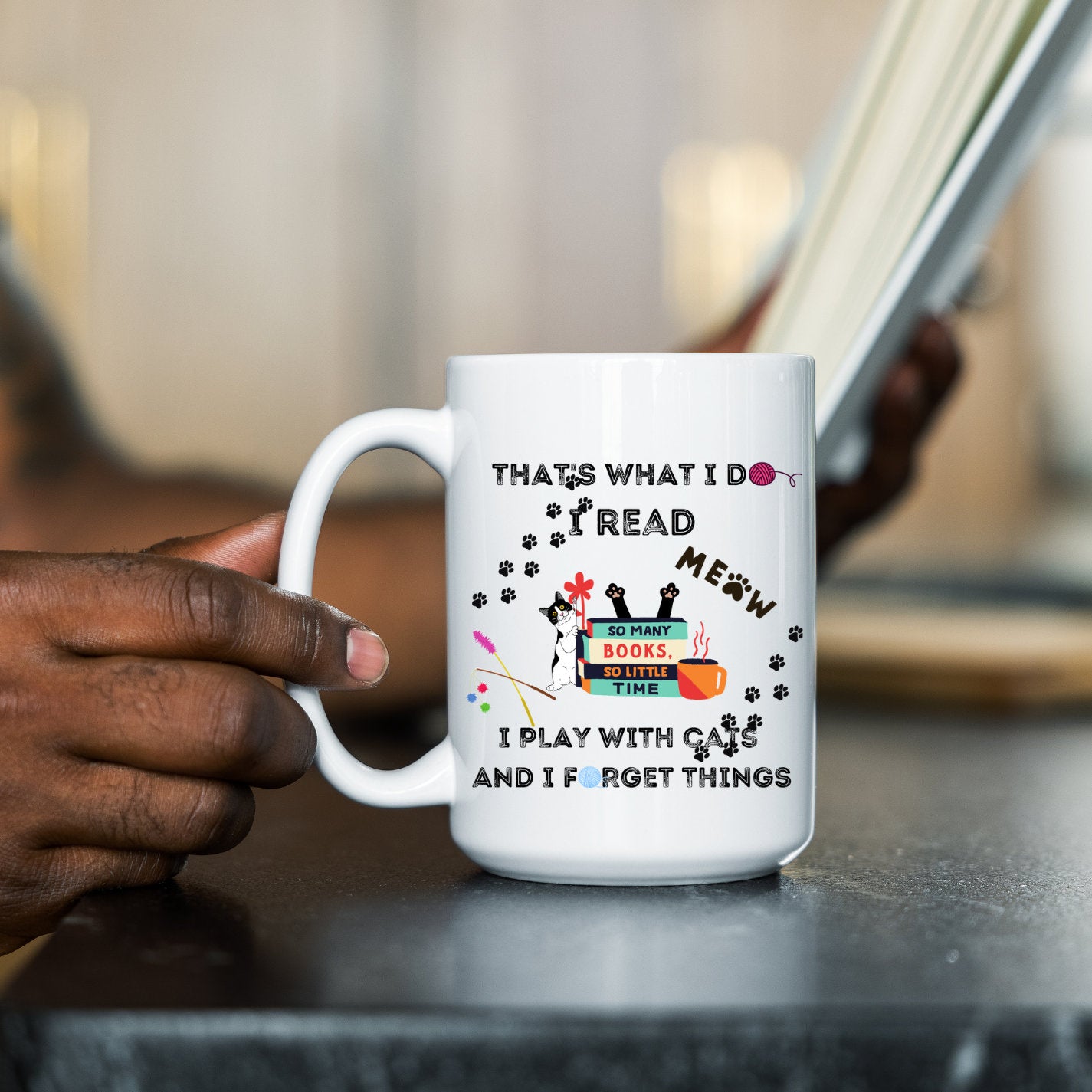 I Read and Play with Cats Mug, Mothers Day Mug, Fun Hobbies Mug