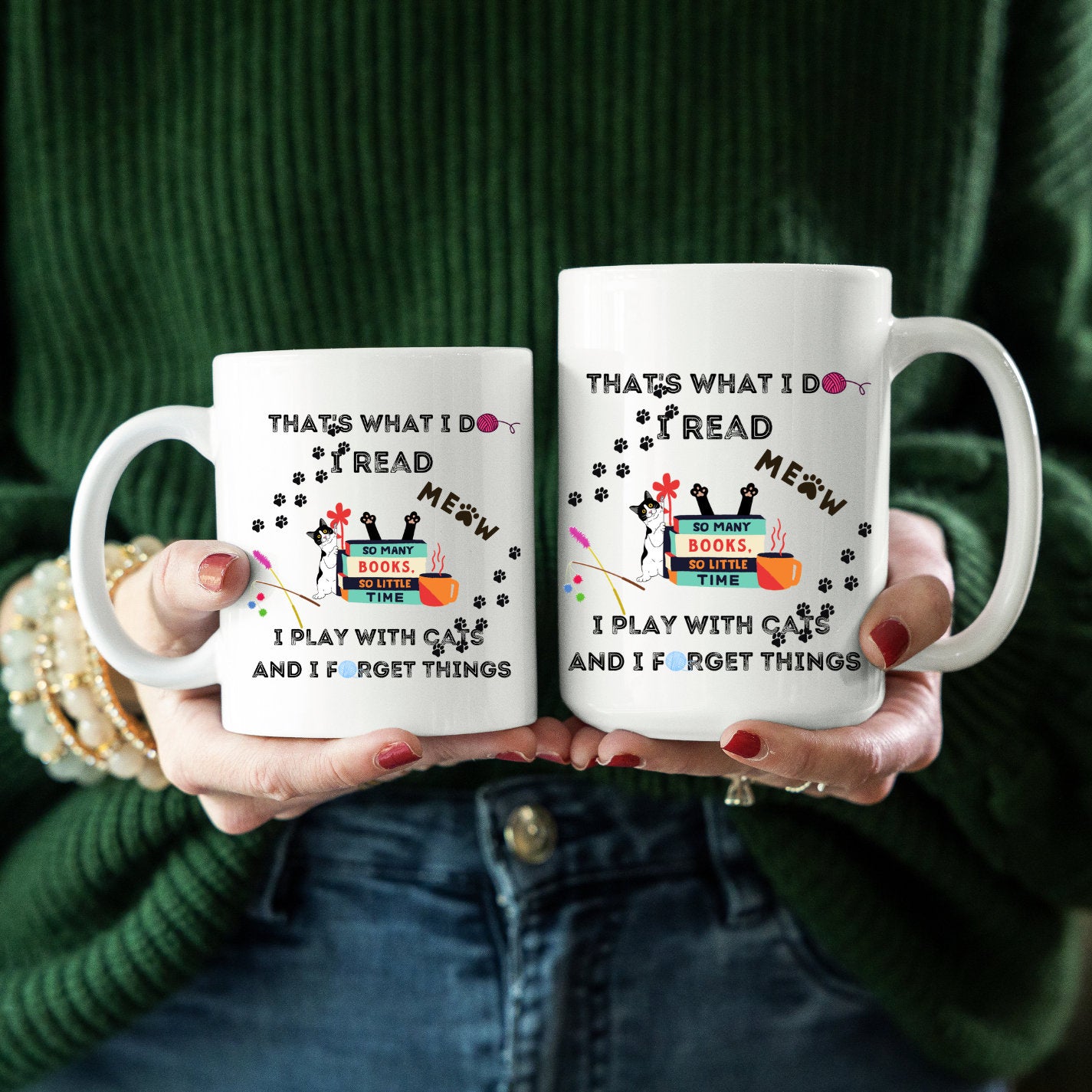 I Read and Play with Cats Mug, Mothers Day Mug, Fun Hobbies Mug