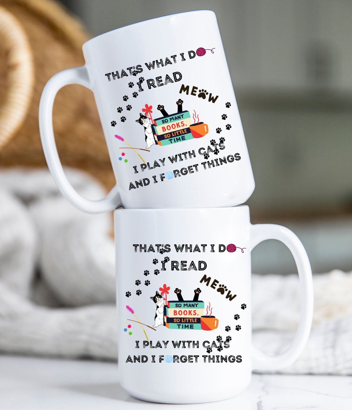 I Read and Play with Cats Mug, Mothers Day Mug, Fun Hobbies Mug
