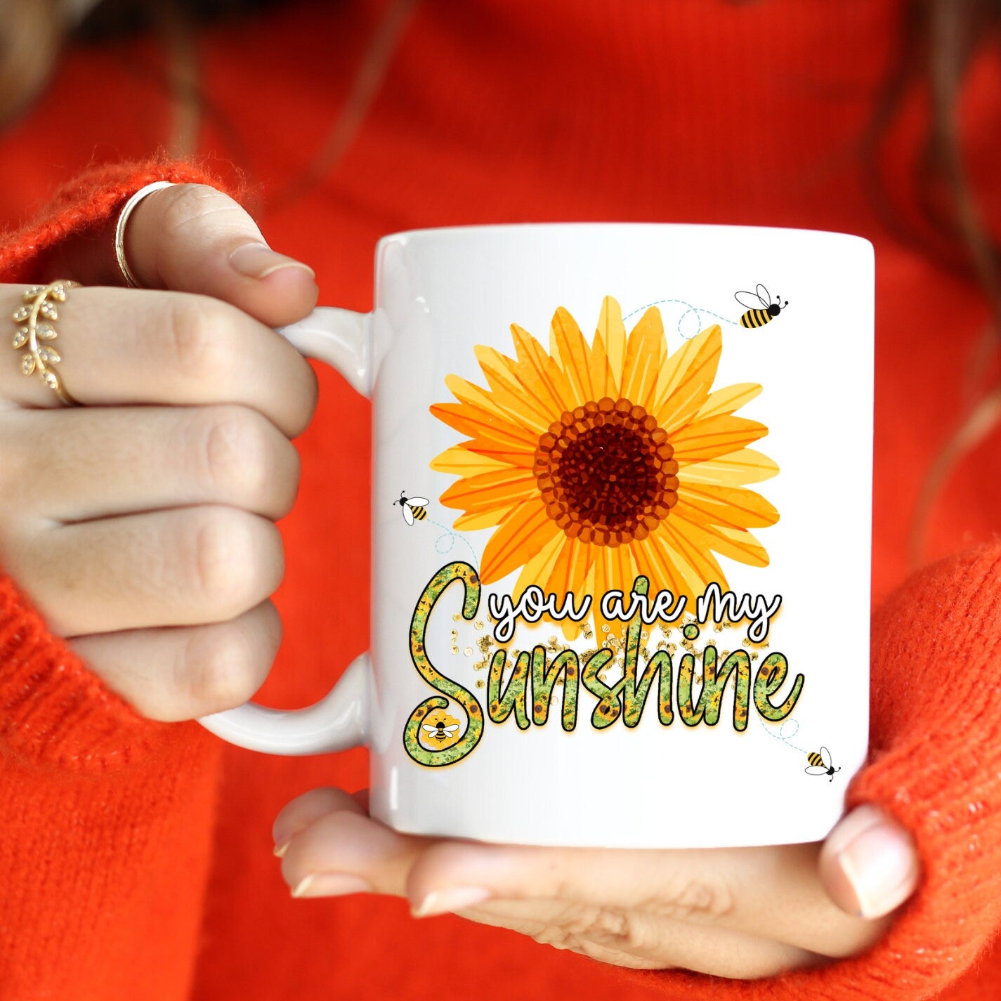 You are my Sunshine Mug, Happy Mug, Fun Mug, Sunflower, bees