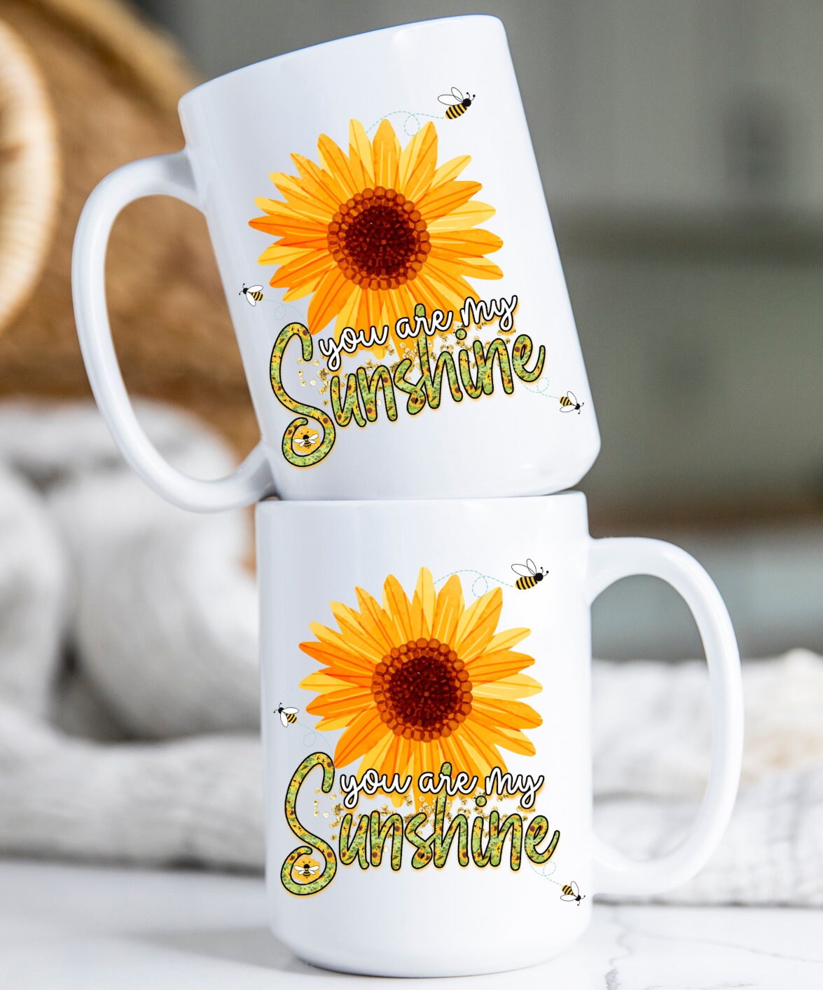 You are my Sunshine Mug, Happy Mug, Fun Mug, Sunflower, bees