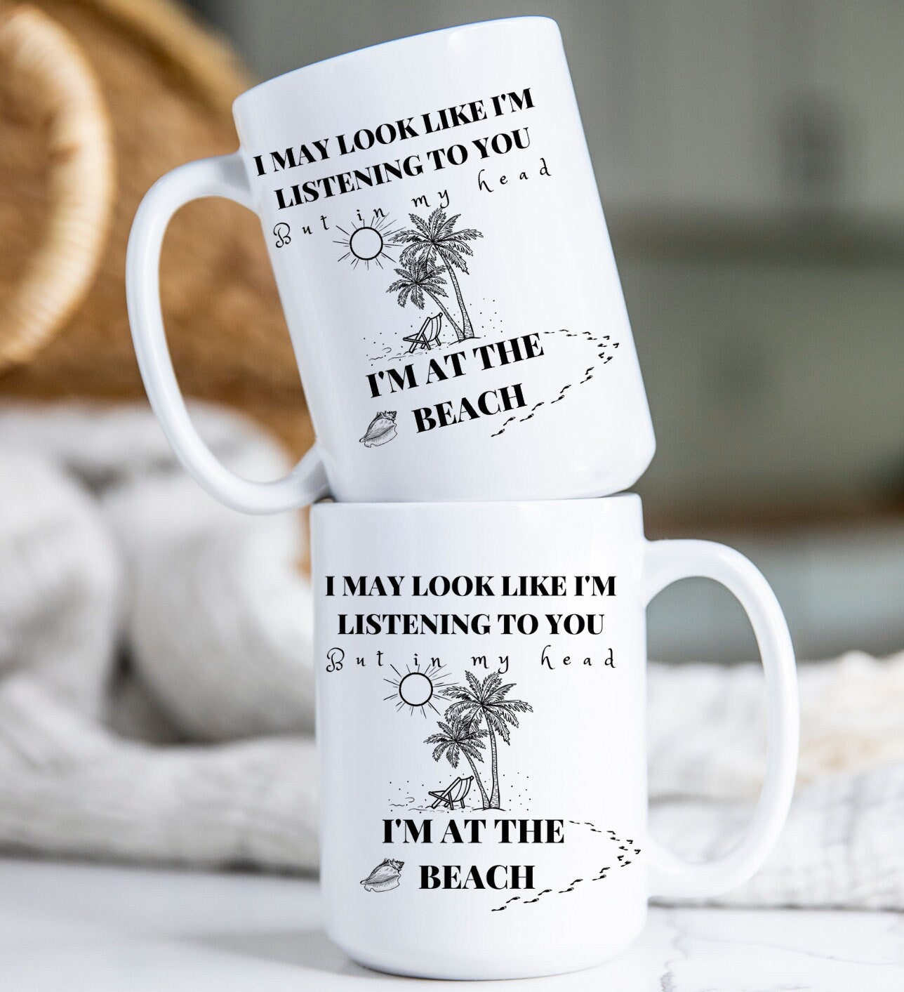 I'm at the Beach Mug, Coffee, Beach, Vacation