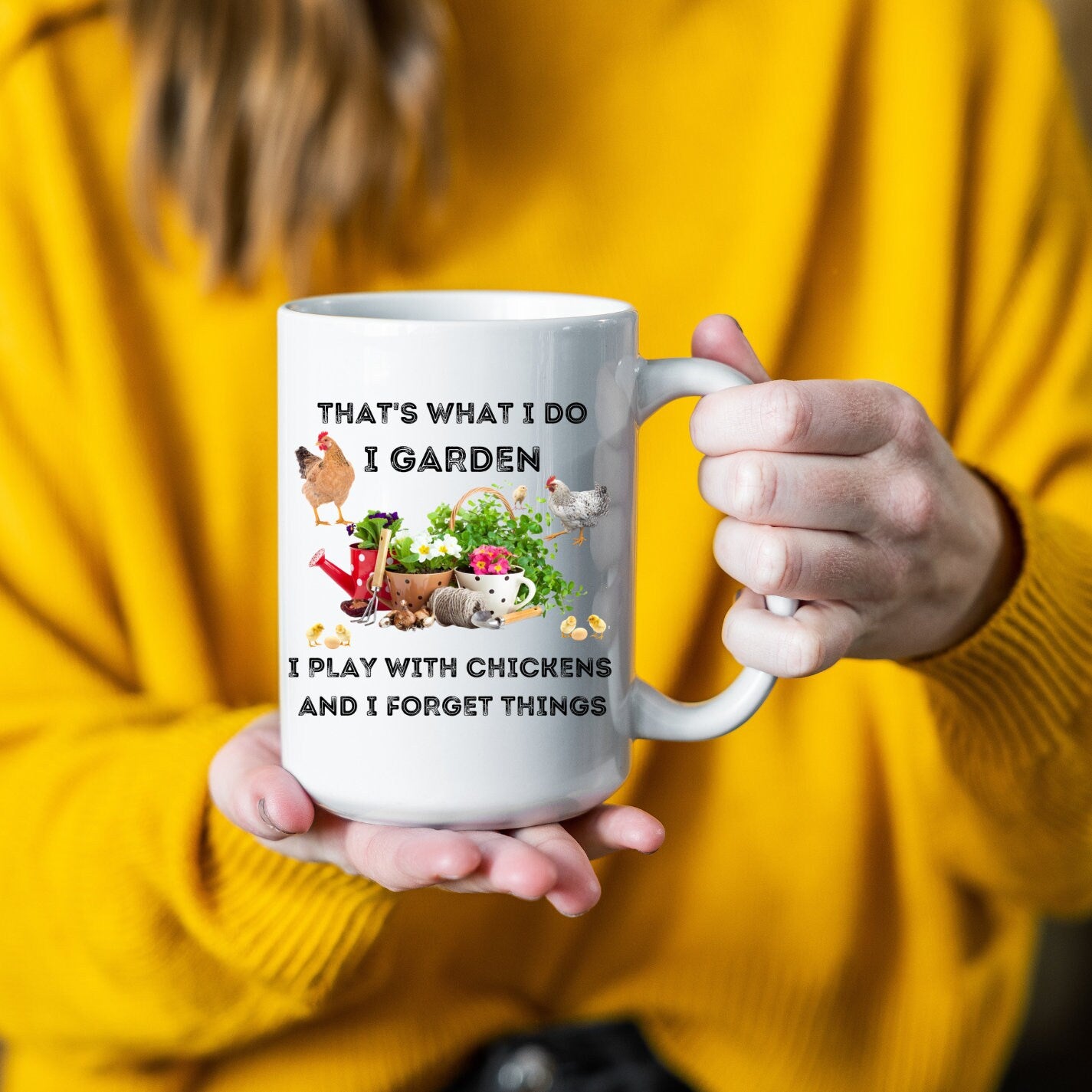 I Garden and Play with Chickens Mug, Mothers Day Mug, Fun Hobbies Mug, Chickens, Gardening