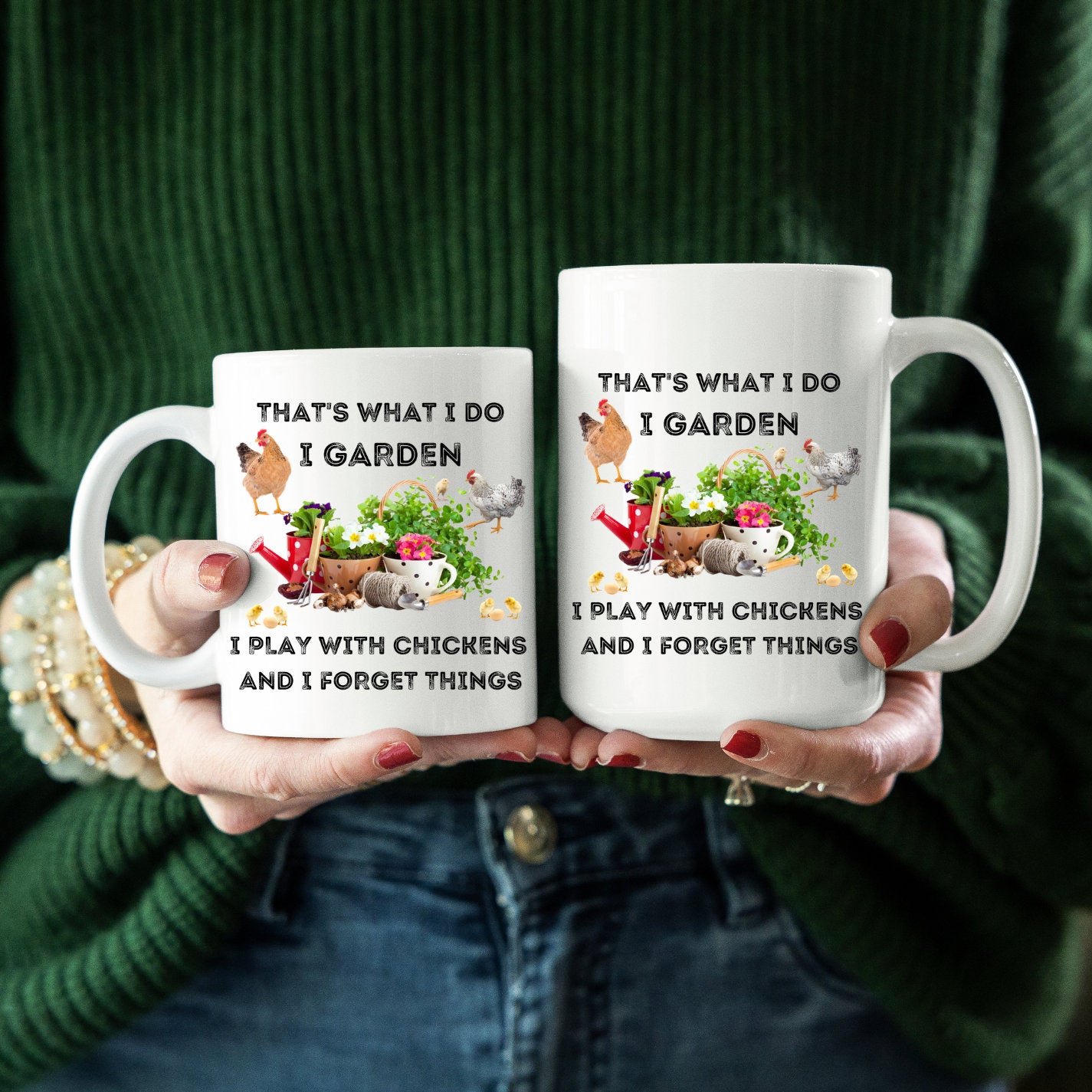 I Garden and Play with Chickens Mug, Mothers Day Mug, Fun Hobbies Mug, Chickens, Gardening