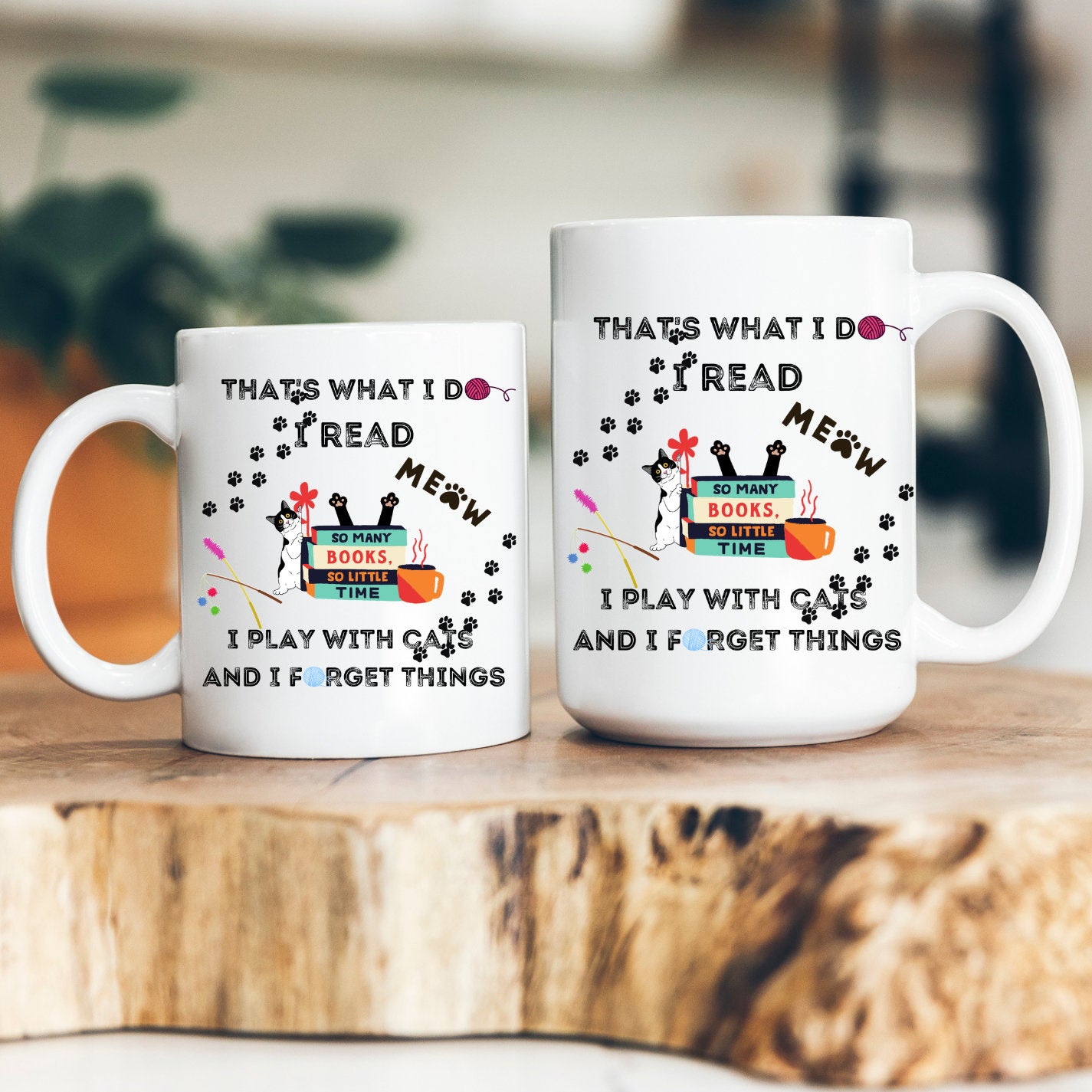 I Read and Play with Cats Mug, Mothers Day Mug, Fun Hobbies Mug
