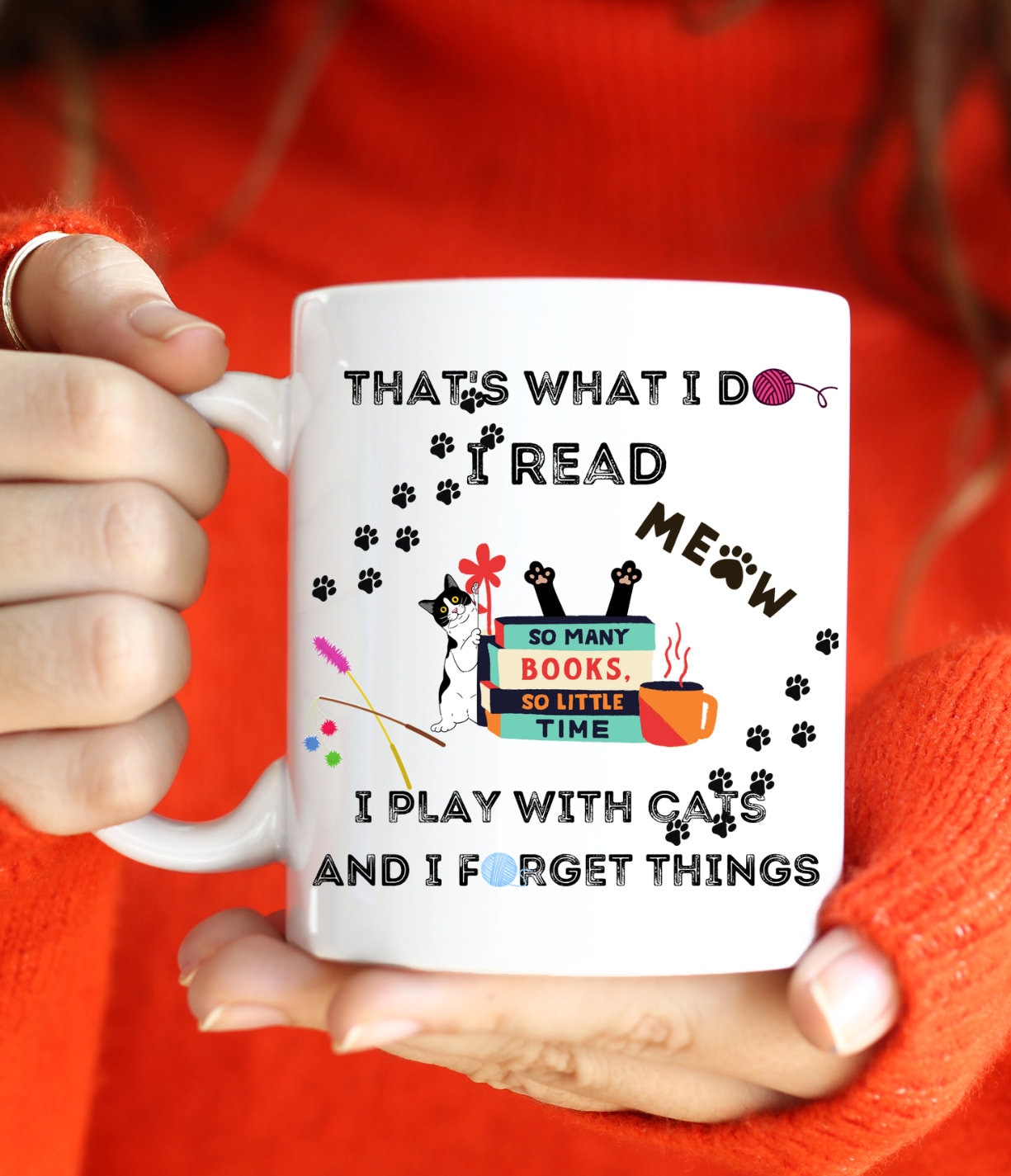 I Read and Play with Cats Mug, Mothers Day Mug, Fun Hobbies Mug