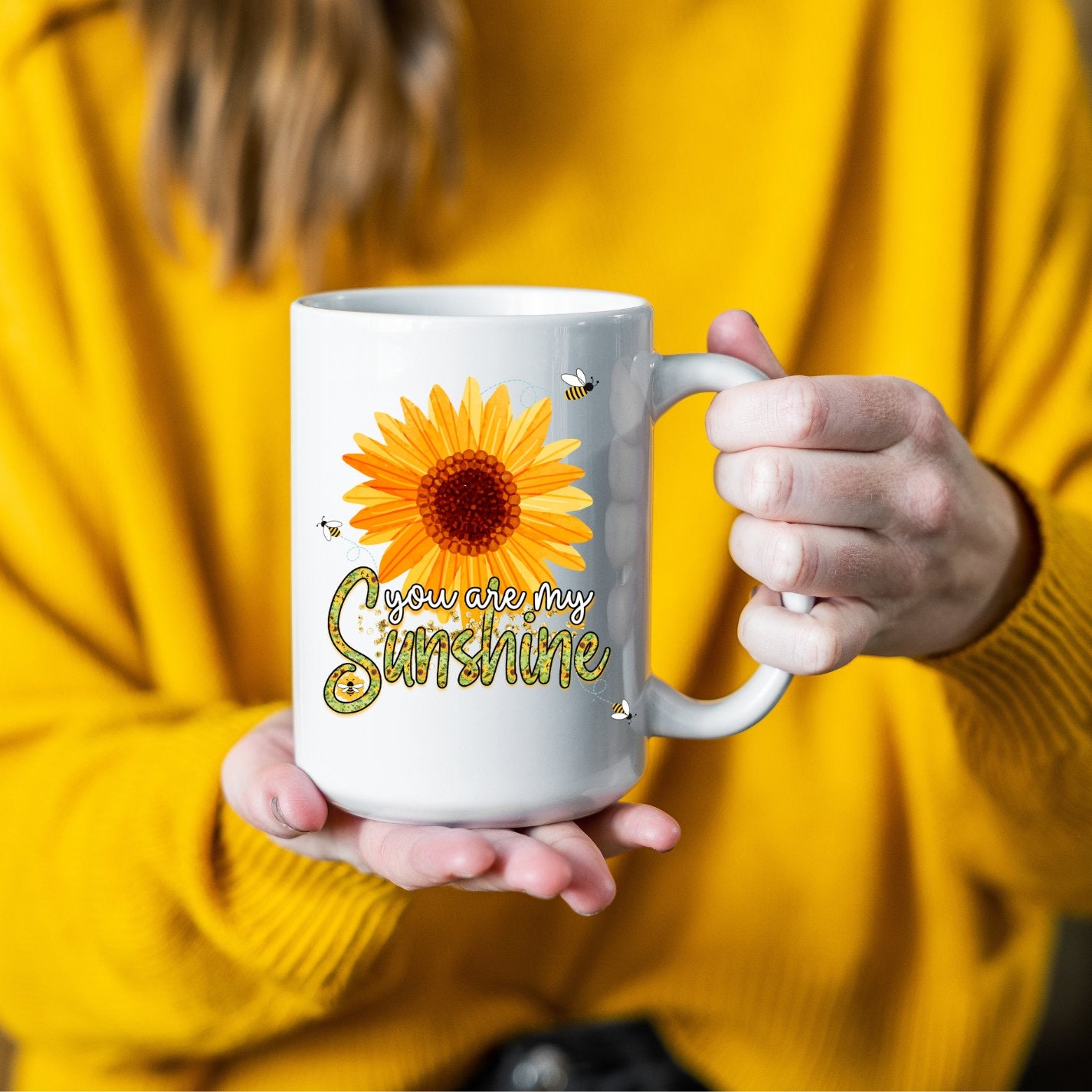 You are my Sunshine Mug, Happy Mug, Fun Mug, Sunflower, bees