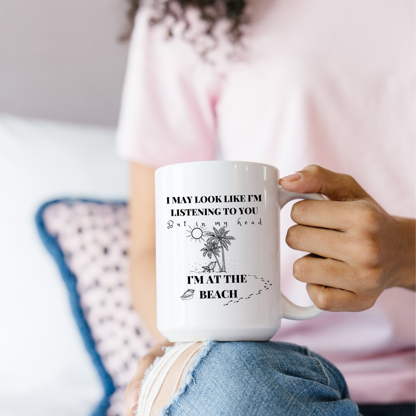 I'm at the Beach Mug, Coffee, Beach, Vacation