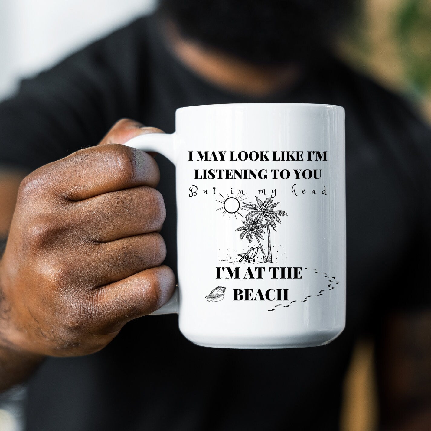I'm at the Beach Mug, Coffee, Beach, Vacation