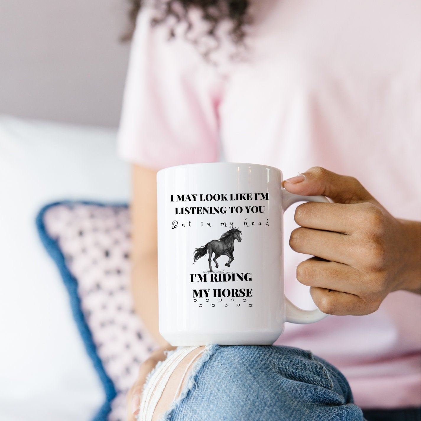 Riding my Horse, Coffee, Mug, Horse, Sarcastic, Fun