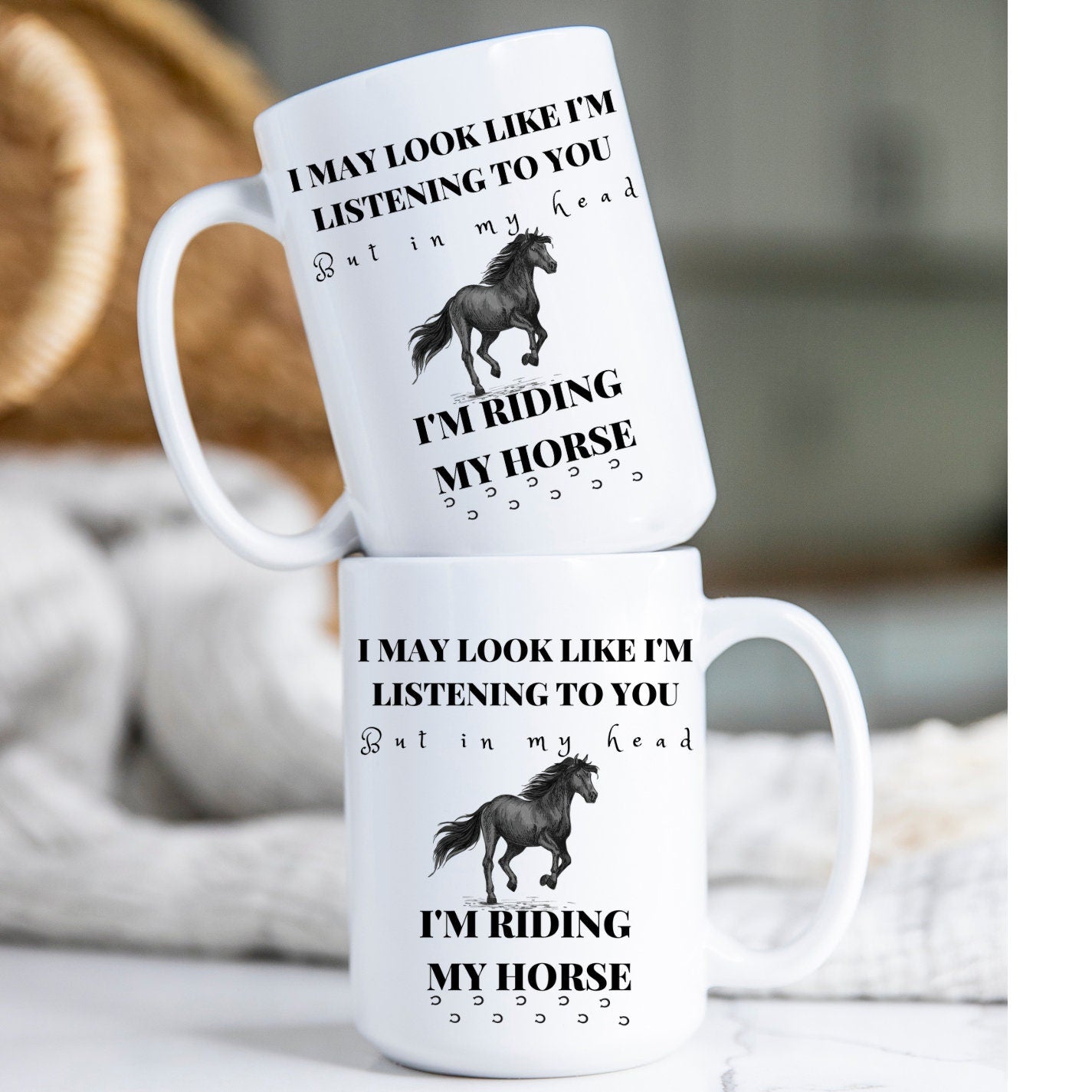 Riding my Horse, Coffee, Mug, Horse, Sarcastic, Fun