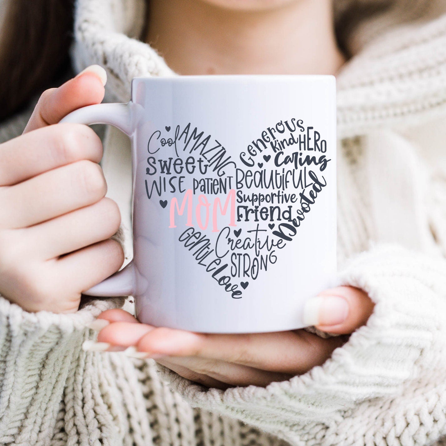 Mom Heart Mug, Best Mom, Mothers Day Mug, Pink Mom Mug