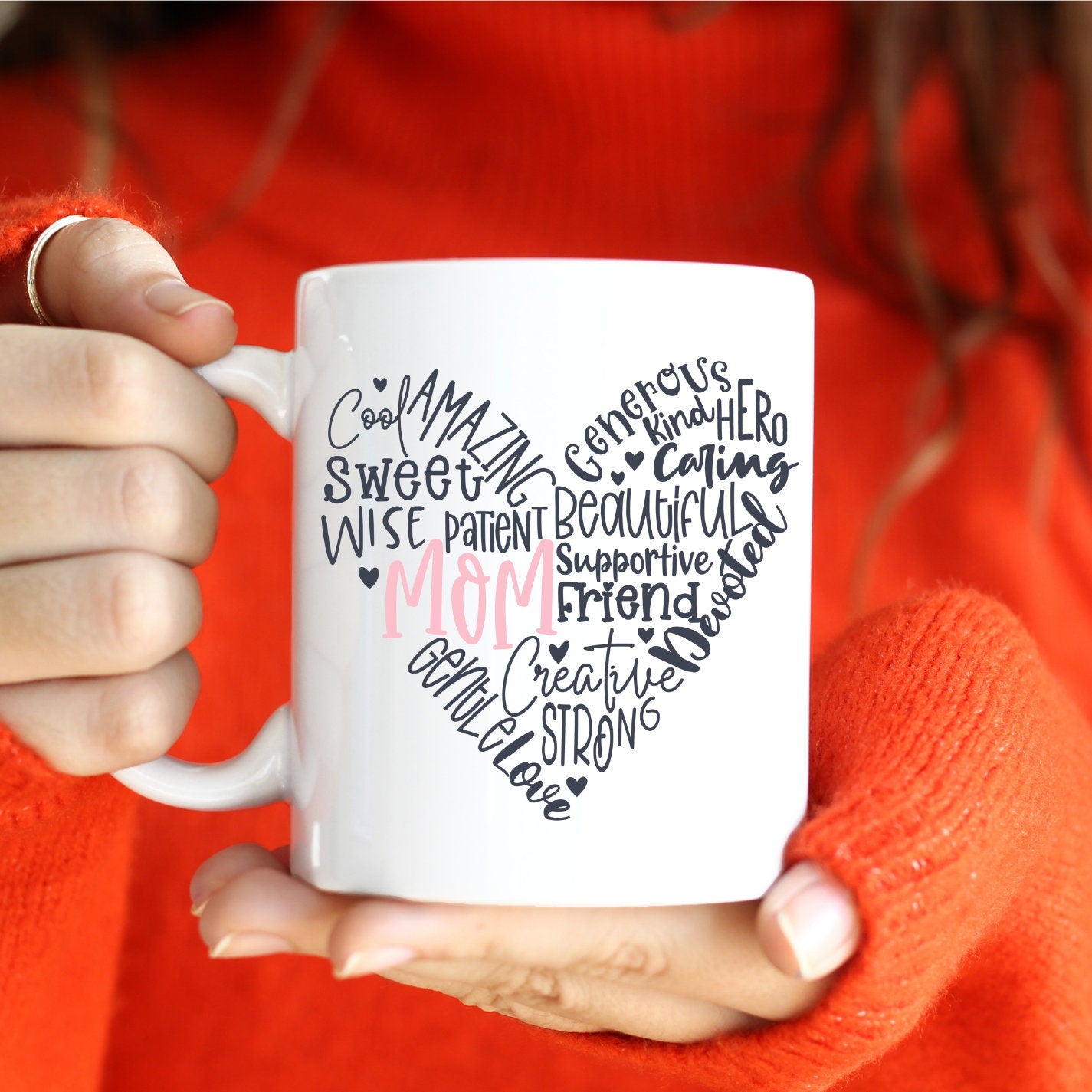 Mom Heart Mug, Best Mom, Mothers Day Mug, Pink Mom Mug