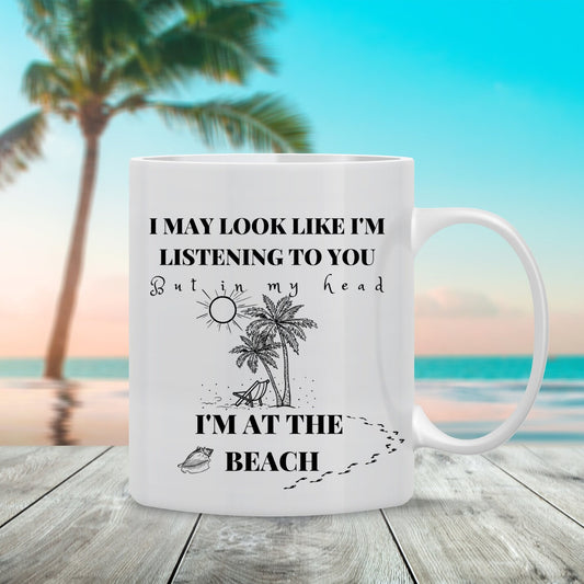 I'm at the Beach Mug, Coffee, Beach, Vacation